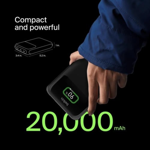 بطارية متنقلة بيلكن بسعة 20000 ملي امبير بمنفذين ت...