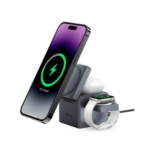 انكر - شاحن ماج سيف 3 في 1 - رمادي