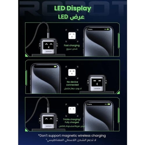 شاحن جداري يو جرين نيكسود GaN روبوت بمنفذين USB-C...