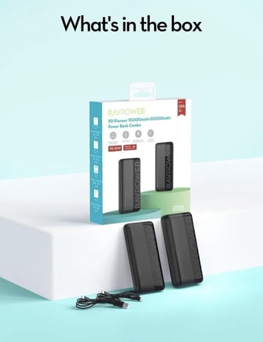 بكج بطاريتين راف باور بقوة 20 واط بسعة 10000 + 200...