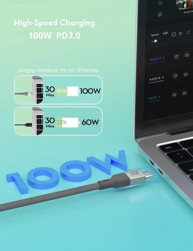 سلك راف باور تايب سي الى تايب سي مغناطيسي نايلون ب...