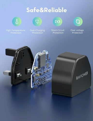 شاحن جداري راف باور بقوة 20 واط بمنفذ تايب سي - اس...