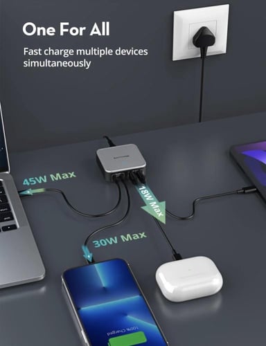 منصة شحن راف باور بقوة 100 واط بمنفذين تايب سي ومن...