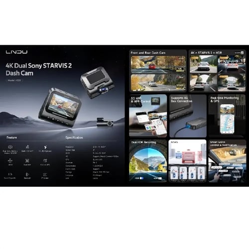 LINGDU _ داش كام V820 كاميرا سيارة أمامية بدقة 4K...