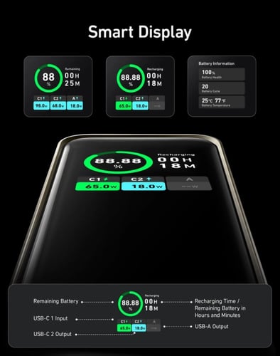 بطارية متنقلة انكر 735 بسعة 20000 ملي امبير بقوة 2...