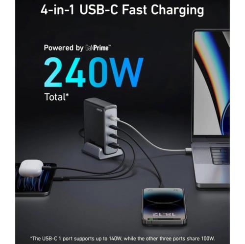 منصة شحن انكر 749 بريميوم بقوة 240 واط بثلاث منافذ...