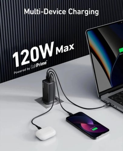 شاحن جداري انكر 737 جان برايم بمنفذين تايب سي ومنف...