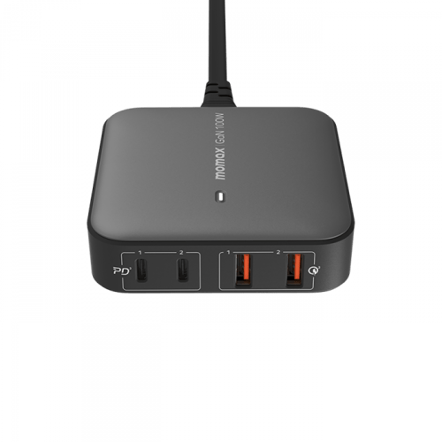 شاحن مكتبي موماكس بتقنية الجان بمنفذين USB-C ومنفذ...