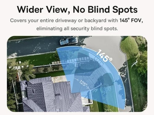 بيسوس - كاميرا مراقبة خارجية بدقة 2K عدسة عريضة 14...