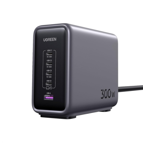 شاحن مكتبي يوجرين نيكسود GaN بـ 4 منافذ USB-C ومنف...