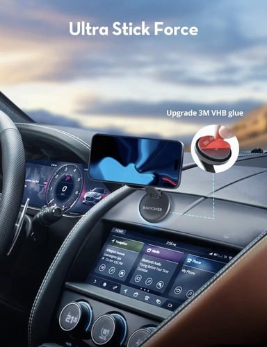 ستاند جوال راف باور ماج سيف للسيارة - اسود