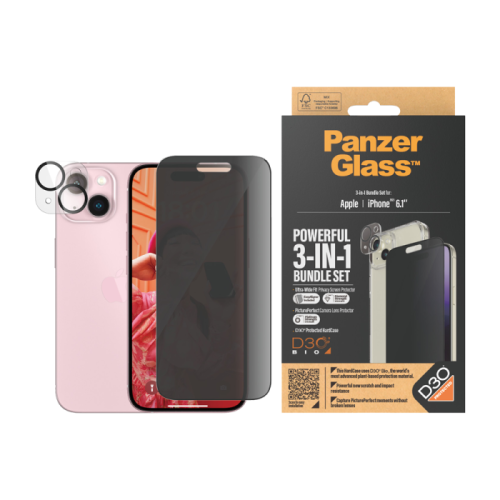 بكج حماية بانزر جلاس شاشة وكفر ايفون 15 مع مادة D3...