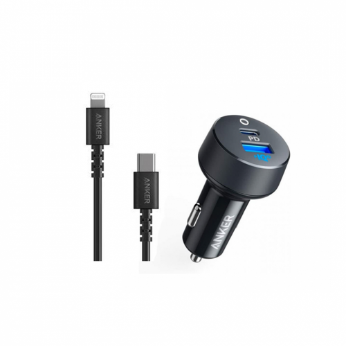 انكر - شاحن سيارة بقوة 30واط مع كيبل بي دي ايفون ب...