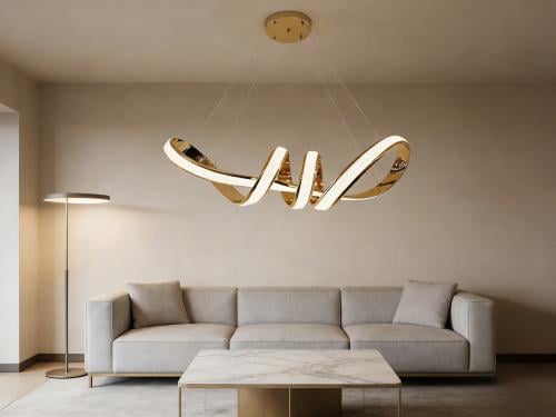 Modern chandelier light waves LED three colors - gold
