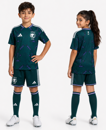 طقم المنتخب السعودي الأساسي للأطفال لعام 2026 اخضر