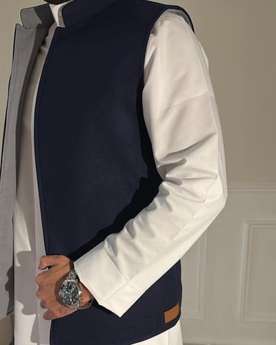 سديري رجالي جوخ دبل فيس(كحلي مع رمادي)-ازياء الشتا...