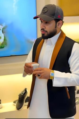 سديري رجالي جوخ دبل فيس(كحلي مع جملي)-ازياء الشتاء...