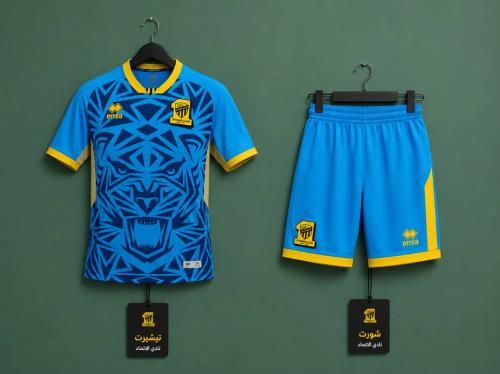 طقم الاتحاد السعودي باللون الأزرق بتصميم النمر