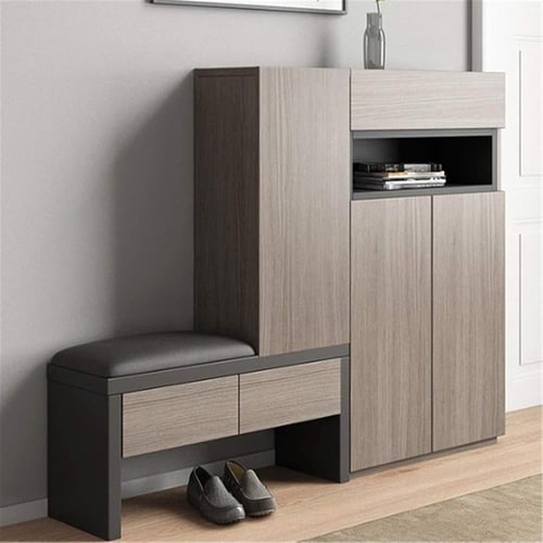 خزانة أحذية مع أرفف وأدراج 120× 120× 38 cm - رمادي