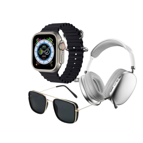 ساعة CR + سماعات + نظاره شمسية