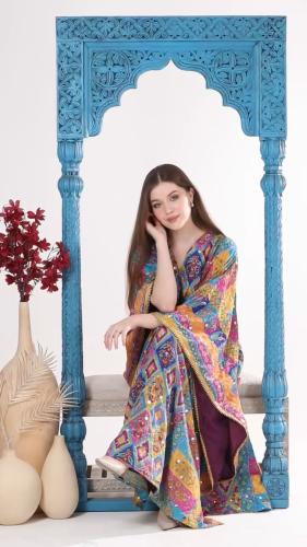 جلابيه ملونه شيفون ثقيل