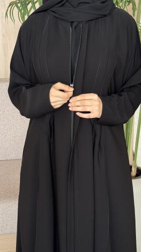 عباية باكمام استرتش وسحاب مخفي مع طرحه مجانا