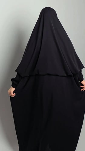 عباية ٢ في ١ بأكمام ( مطاط )