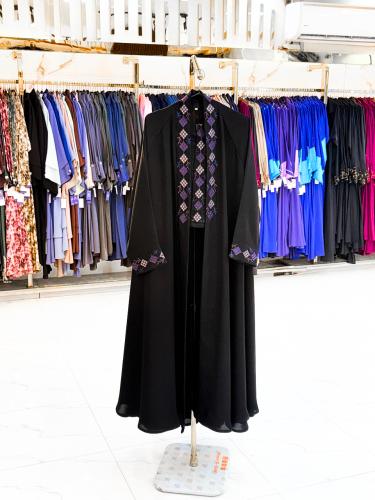 عبايه ريناد دبل كلوش قماش إنترنت | اسود