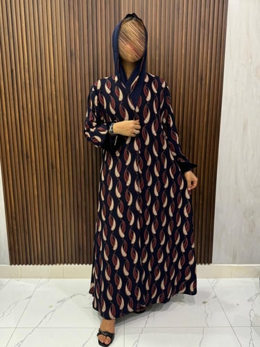 عباية جوهره دبل فيس مخمل كحلي مع كشميري