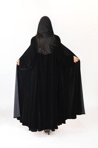 عباية جوري مخمل كورى دابل كلوش | اسود