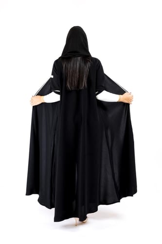 عباية ريماس قماش ملكي قصة A لاين كم ستريتش | ابيض