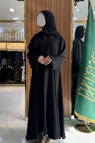 عباية ساره قماش انترنت اسود/ كلفه اسود