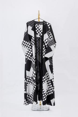 عباية شيفون منقط | ابيض