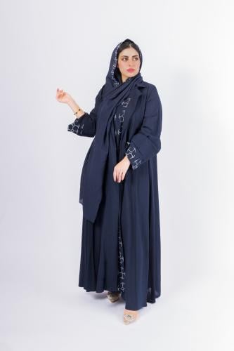 عباية ريم قماش ليلن بحريني | كحلي