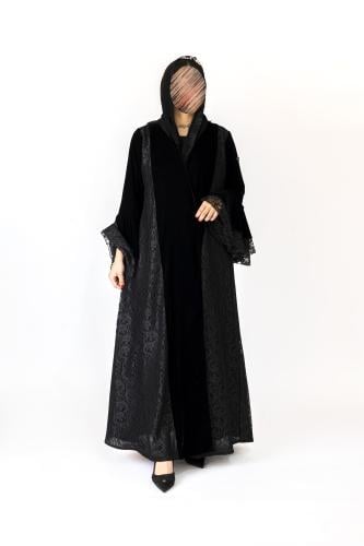عباية ميرنا قماش مخمل تدخيلات دانتيل اكمام فرنسي |...