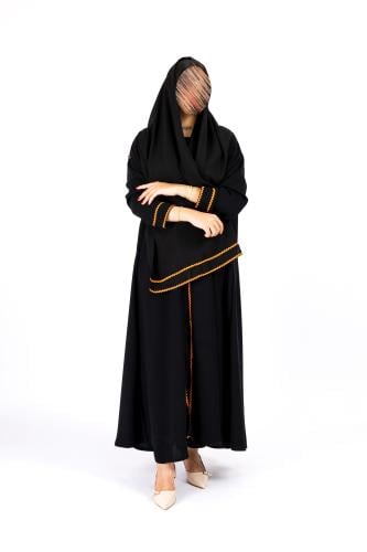 عباية ريمان قماش ملكي قصة A لاين | برتقالي