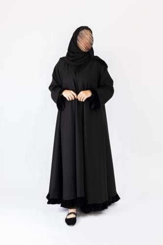 عباية وتين قصة دبل كلوش قماش كريب الاناقة تدخيلات...