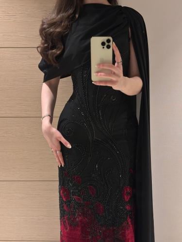 فستان سهره اسود تطريز