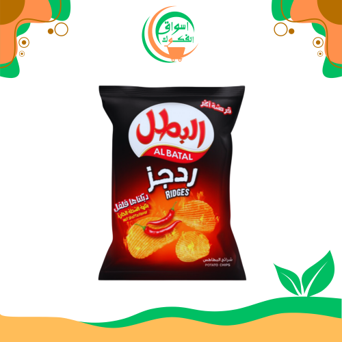رقائق البطاطس الحارة البطل ريدجز، 155 غرام