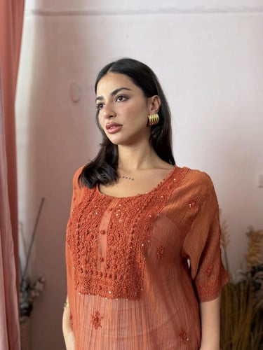 طقم عباية وثوب - برتقالي