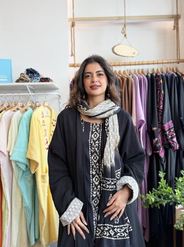 طقم رمضاني عباية كرنكل - اسود