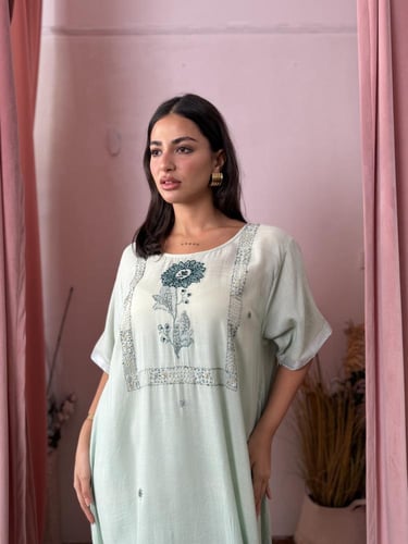 طقم رمضاني عباية وثوب كوبرو - اخضر