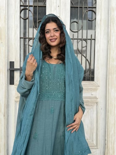 طقم رمضاني عباية وثوب كوبرو - teal