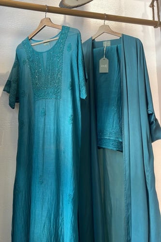 طقم رمضاني عباية وثوب كوبرو - teal