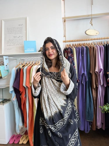 طقم رمضاني عباية كرنكل - اسود