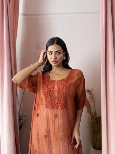 طقم عباية وثوب - برتقالي