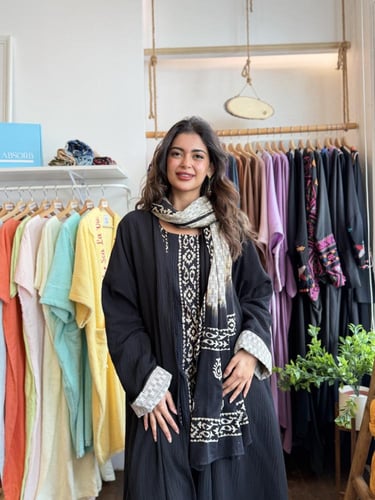 طقم رمضاني عباية كرنكل - اسود