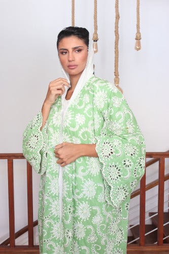 عباية تطريز يدوي - أخضر فاتح