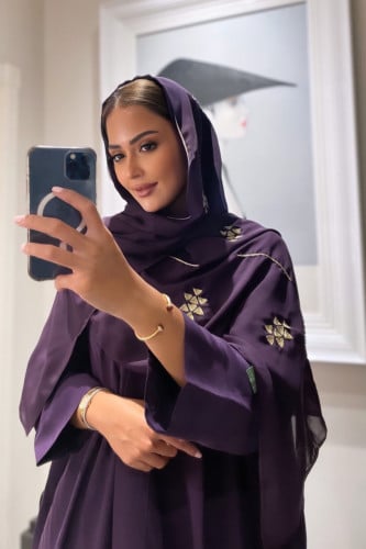 عباية كوبرو طرحة تطريز سدو - عنابي