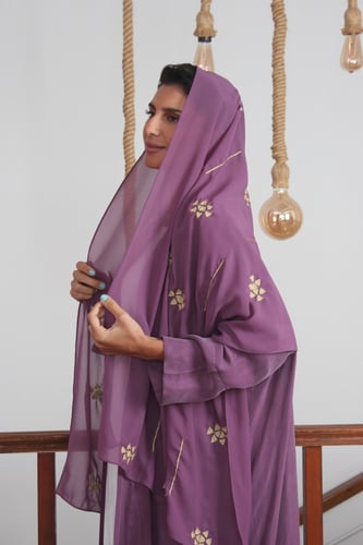 عباية كوبرو طرحة تطريز سدو - رويال موف